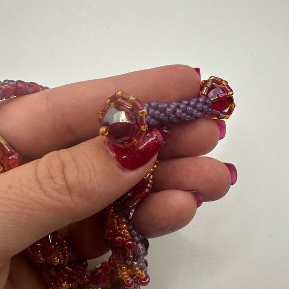 Gorgeous ALL glass seed bead bracelet with handmade toggle! - Picture 4 of 9